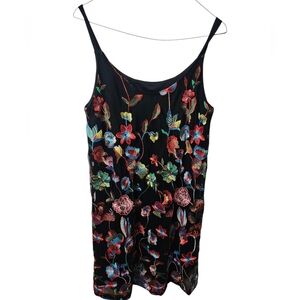 Tribal Femme Mesh Embroidered Floral Slip Dress Sz Small Strappy Fairycore
